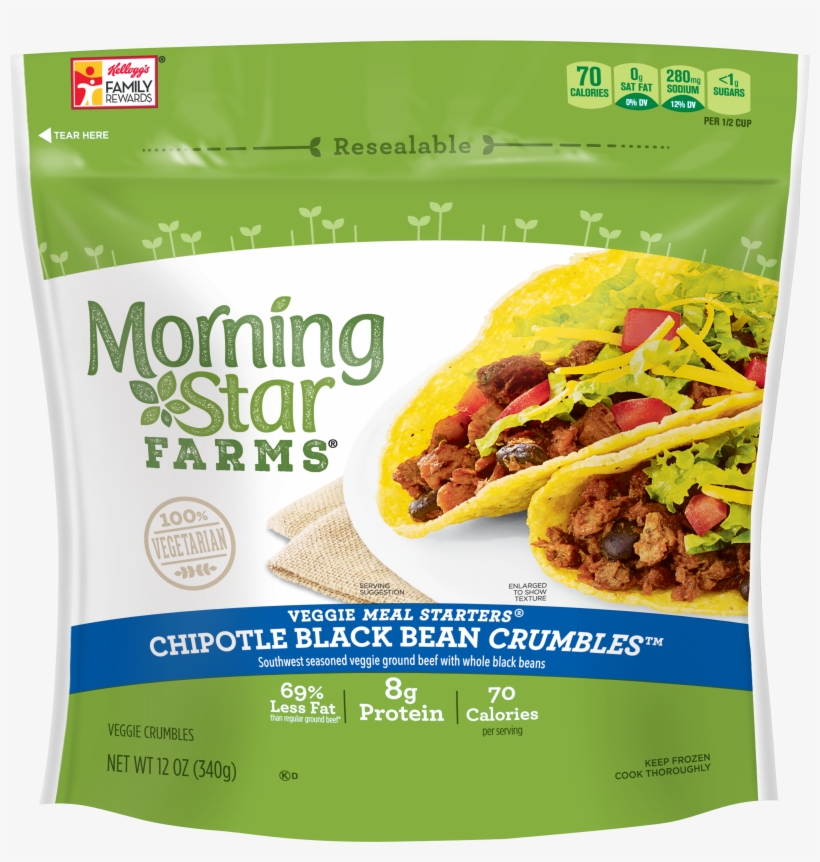 Chipotle Black Bean Crumbles™ - Morningstar Farms Meal Starters Veggie Crumbles, Chipotle, transparent png
