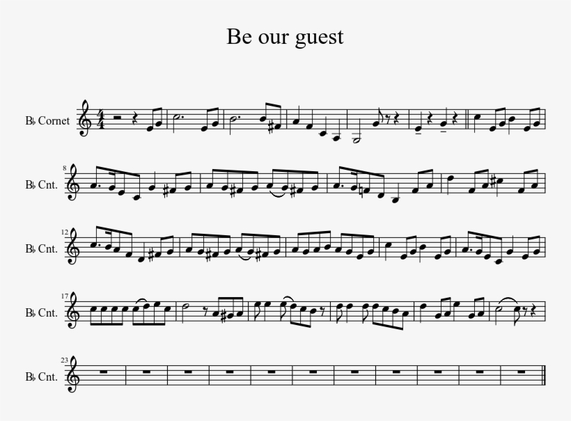 Be Our Guest Sheet Music 1 Of 1 Pages - Snare Licks Sheet Music, transparent png