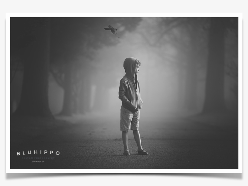 Black And White Child Picture In Fog - Child In Fog, transparent png