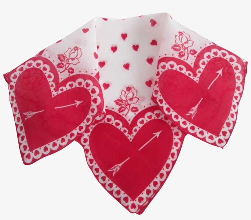 Valentine Hearts Arrows Handkerchief Vintage 1950s - Motif, transparent png