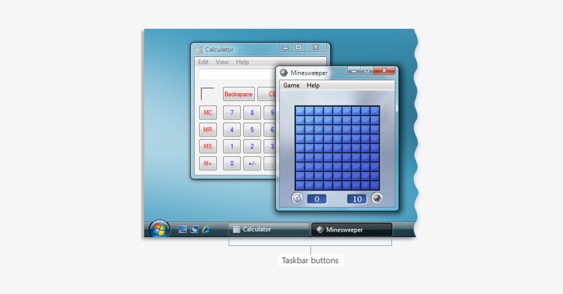 Picture Showing Calculator And Minesweeper On The Desktop - Top Taskbar Programs For Xp, transparent png