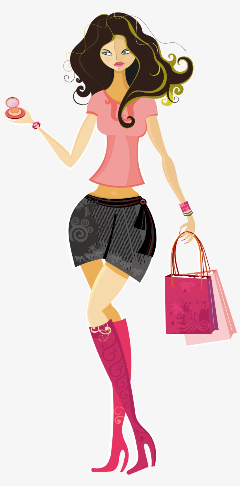 Graphic Freeuse Stock Shopping Download Girl Makeup - Shopping Vector, transparent png