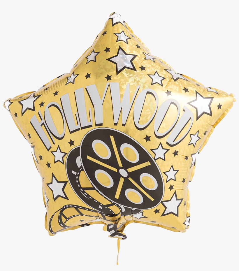 Hollywood Star - Inflated - 19" Holographic Hollywood Star-shaped Balloon - Mylar, transparent png