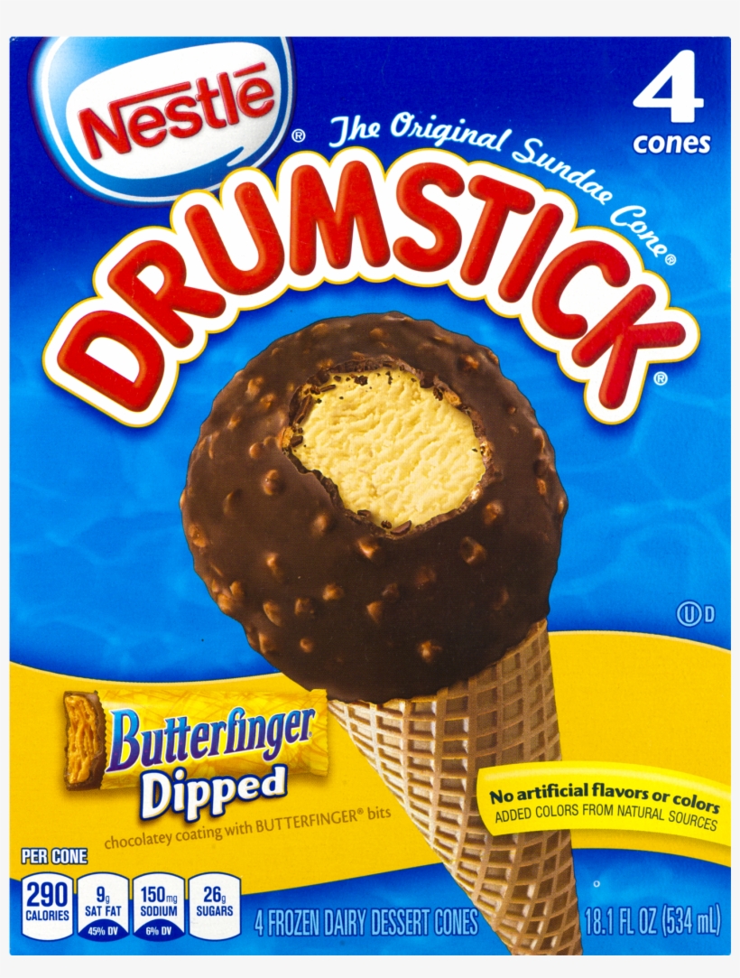 Nestle Drumstick Butterfinger Dipped Ice Cream Cones, - Drumstick Ice Cream Vanilla Fudge, transparent png