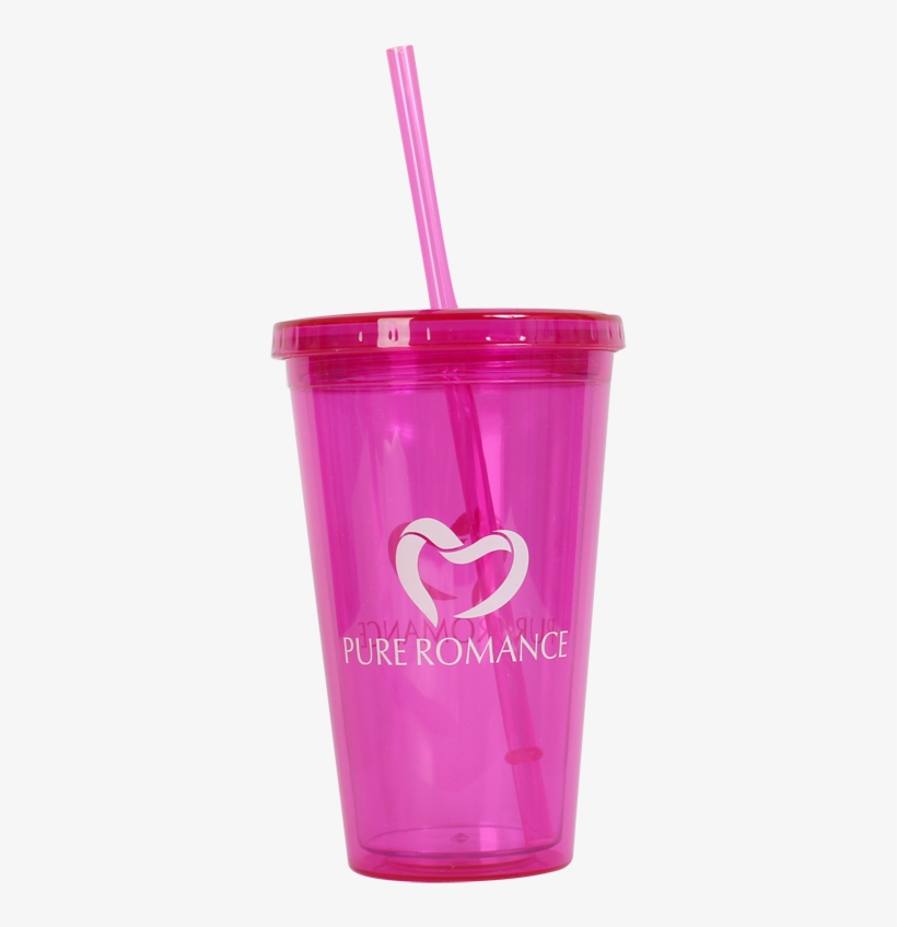 Pure Romance 16oz - Copo Rosa Com Canudo, transparent png