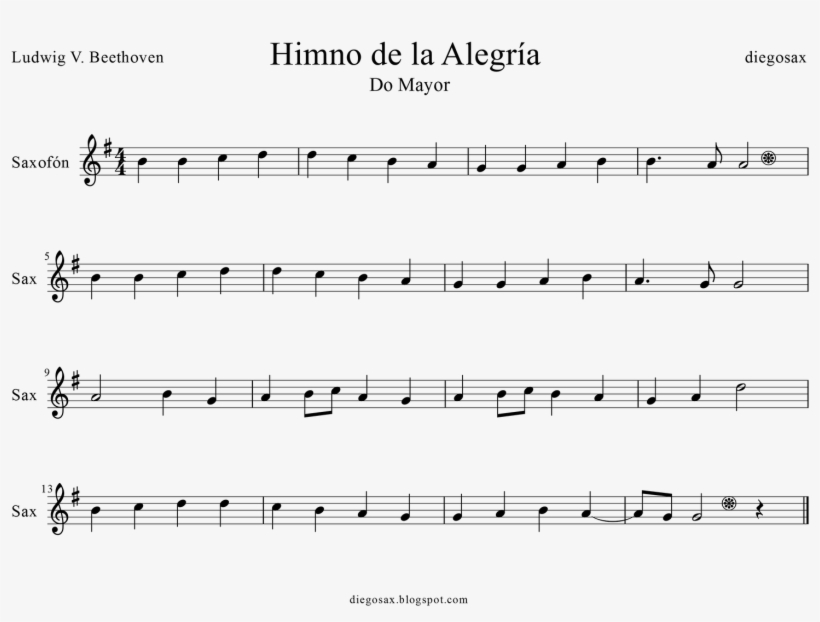 El Himno De La Alegría En Do Mayor - Easy Christmas Music For Trumpet, transparent png
