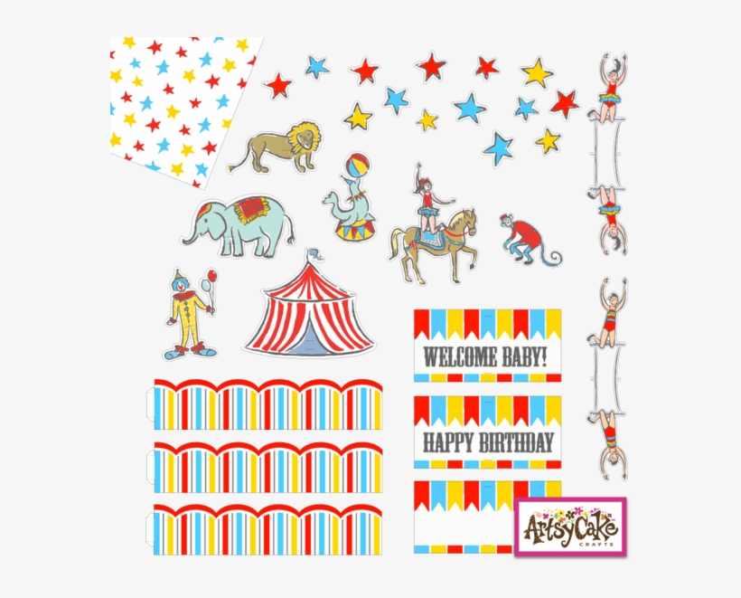 Circus Whimsy / Cake Decorations - Blue, transparent png