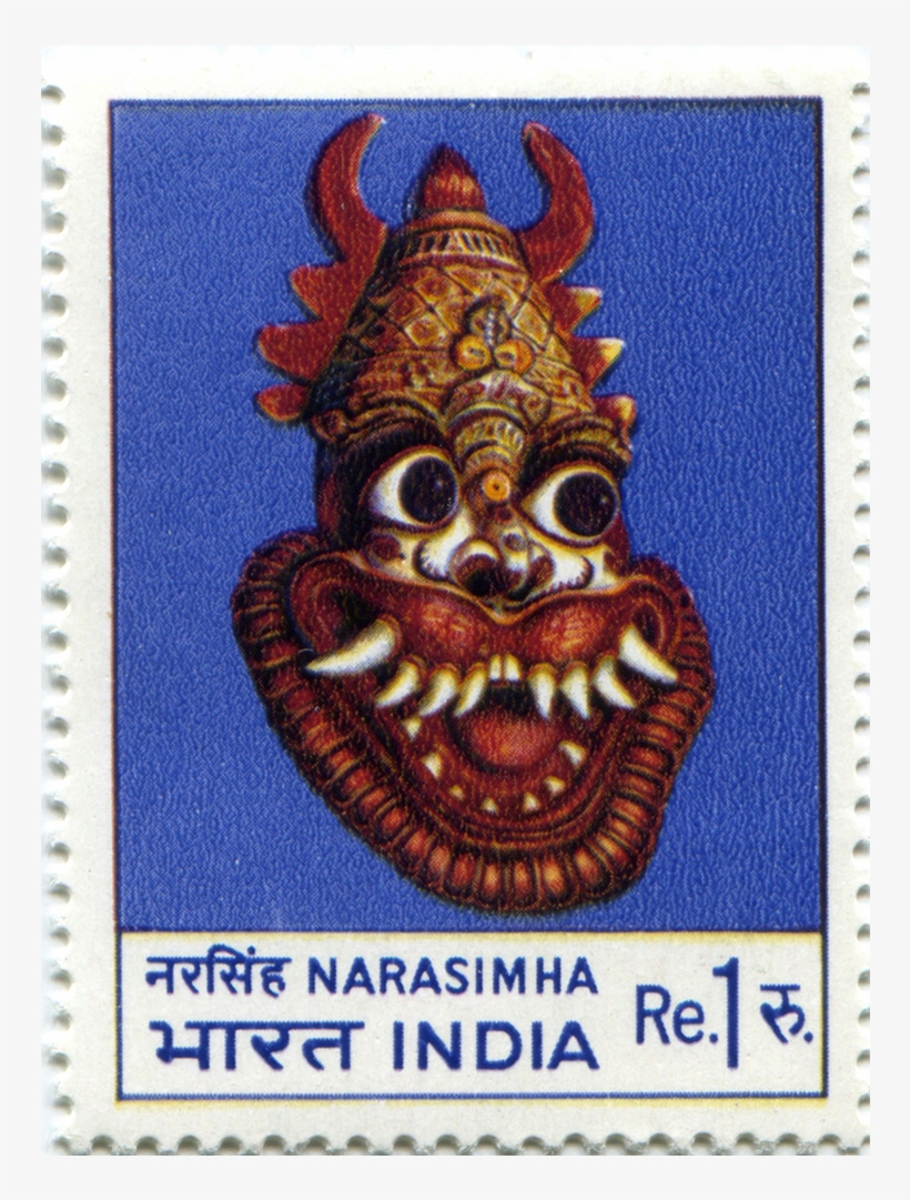 India 1974 1 Rupee - Indian Mask Postage Stamp, transparent png