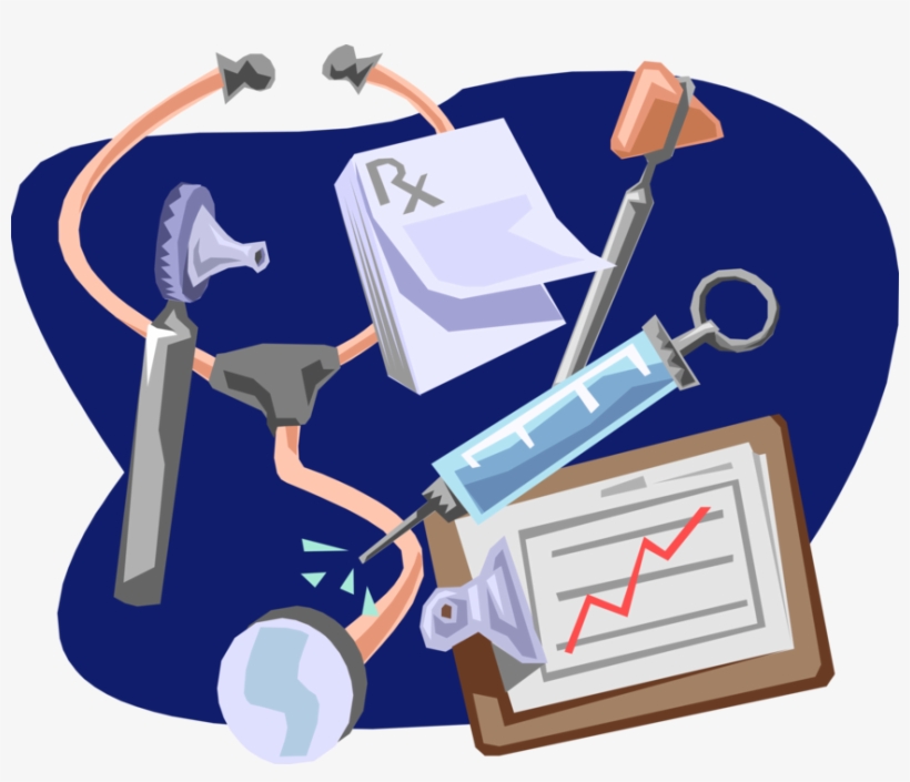 Stethoscope With Syringe And Clipboard Royalty Free - Illustration, transparent png