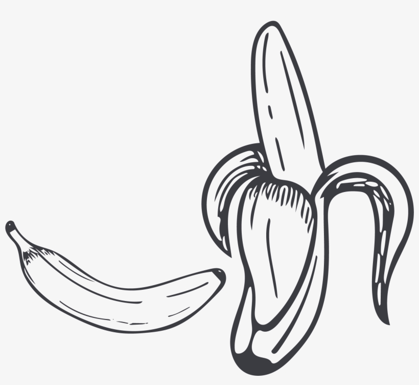 Banner Black And White Banana At Getdrawings Com Free - Black And White Banana Drawing Png, transparent png