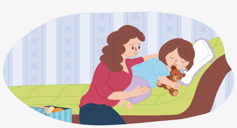 Mother Comforting Sad Child In Bed - Child, transparent png