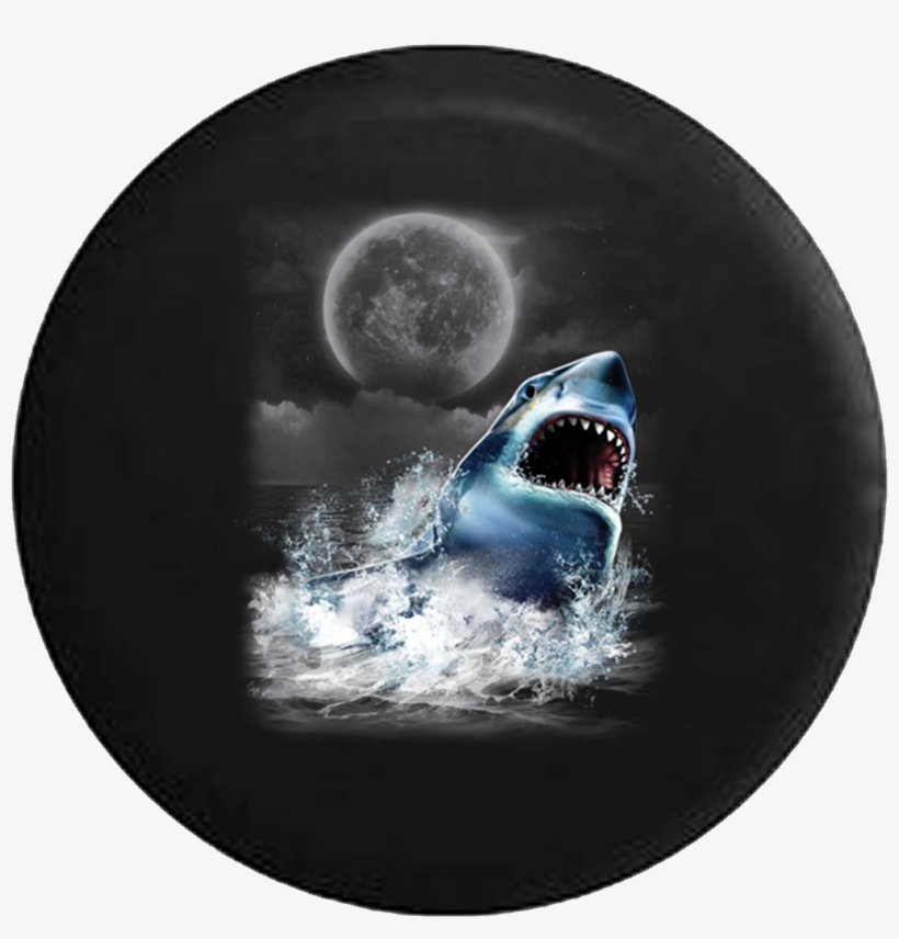 Great White Shark Attack Jaws Teeth Ocean Full Moon - Great White Shark Moon Spirit Animal Ocean Sea Nature, transparent png