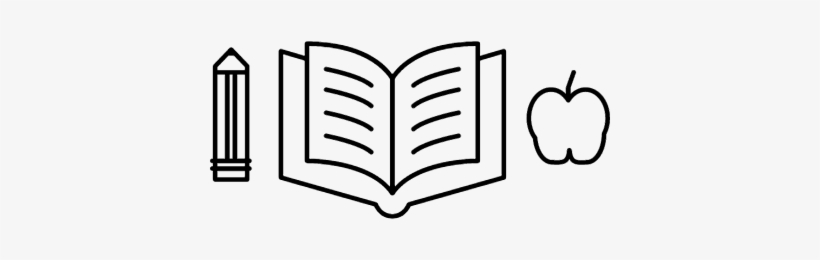 Pencil With An Open Book And Apple Silhouette Vector - Pencil Book Silhouette, transparent png