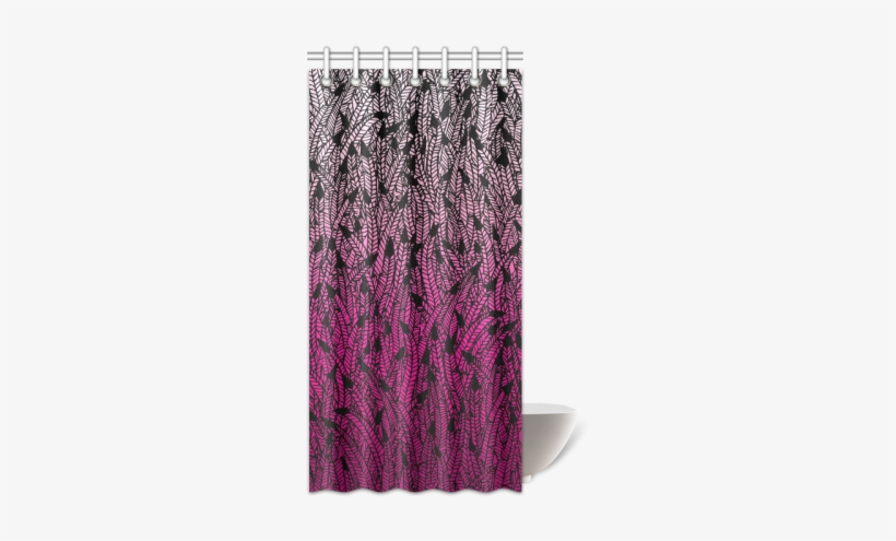 Pink Ombre Feathers Pattern Black Shower Curtain - Savannah Shower Curtain, transparent png