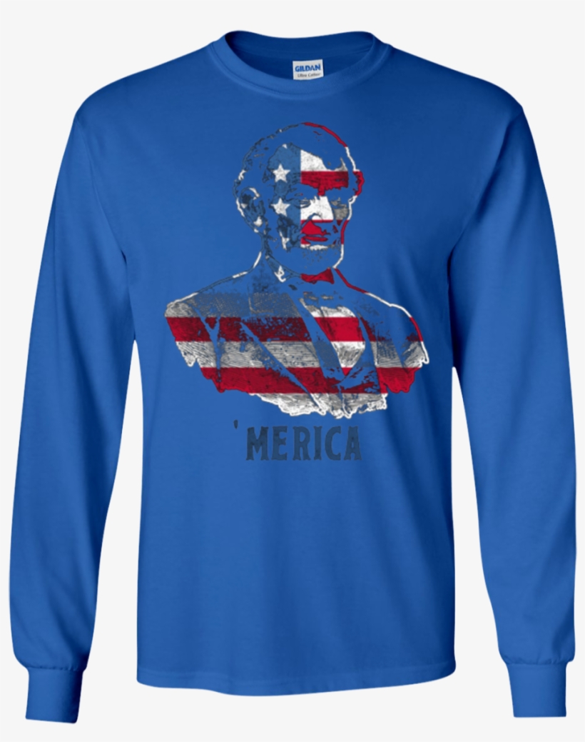 'merica Flag Usa President Abraham Lincoln Face Tee - Alpha Phi Lettered Longsleeve T-shirts, transparent png