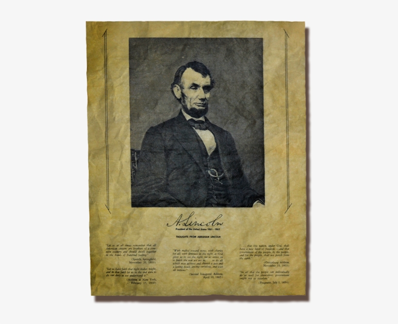 Thoughts From Abraham Lincoln - Giclee Painting: Brady's Abraham Lincoln, 16th President, transparent png