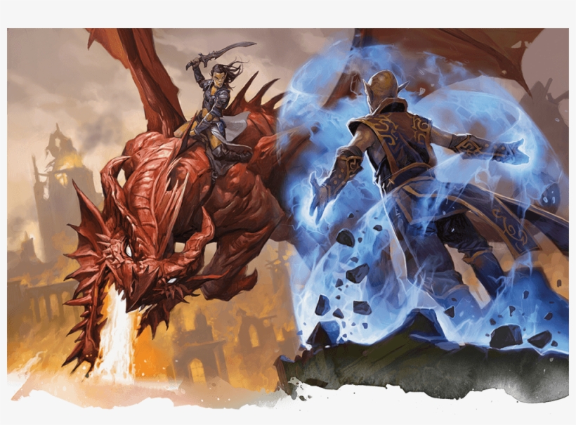 A Githyanki Astride A Red Dragon Confronts A Githzerai - Lich Queen Begotten, transparent png