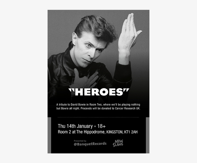 Thursday 14th January At Room 2 At New Slang, - David Bowie Heroes, transparent png