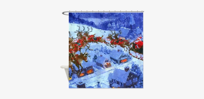 Christmas Sleigh Santa Claus Reindeer Shower Curta> - Santa Town: The Wonders Of A Christmas Season, transparent png