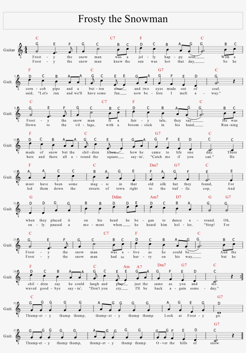 Christmas Song Frosty The Snowman - Frosty The Snowman Music, transparent png