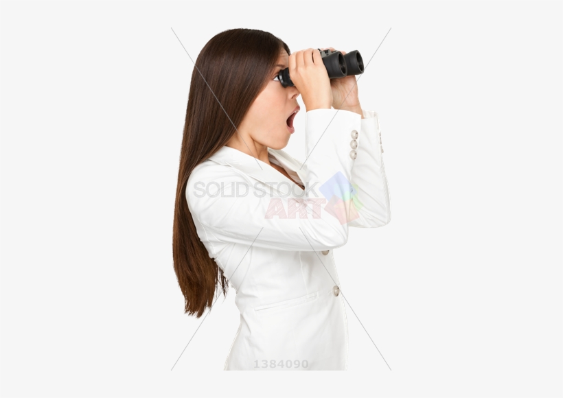 Stock Photo Of Surprised Asian Brunette Businesswoman - Binoculars Woman Png Transparent, transparent png