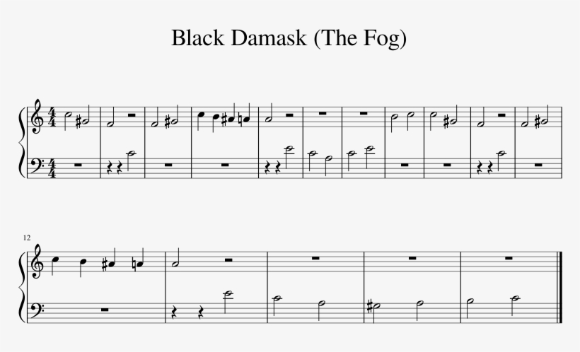 Black Damask Sheet Music 1 Of 1 Pages - Motionless In Whtei Sheet Music, transparent png