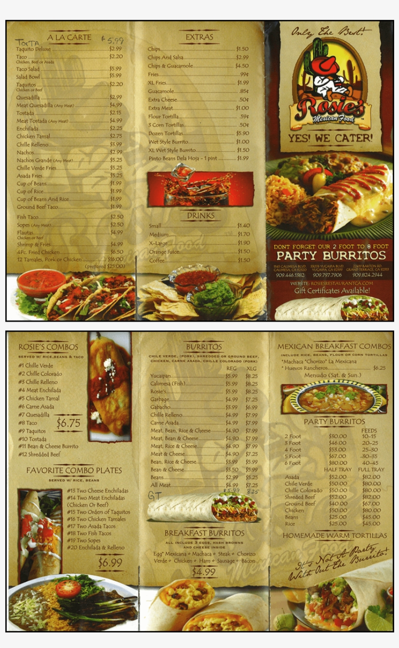 Rosie's Restaurant Menu - Food, transparent png