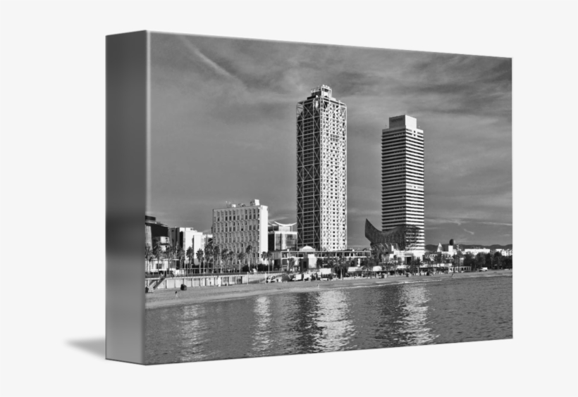"barcelona Twin Towers" By Marek Stepan, Malaga - Monochrome, transparent png
