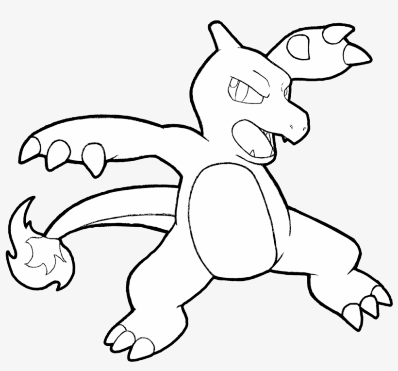 005 Ash's Charmeleon By Realarpmbq On Deviantart - Charmeleon Black And White, transparent png