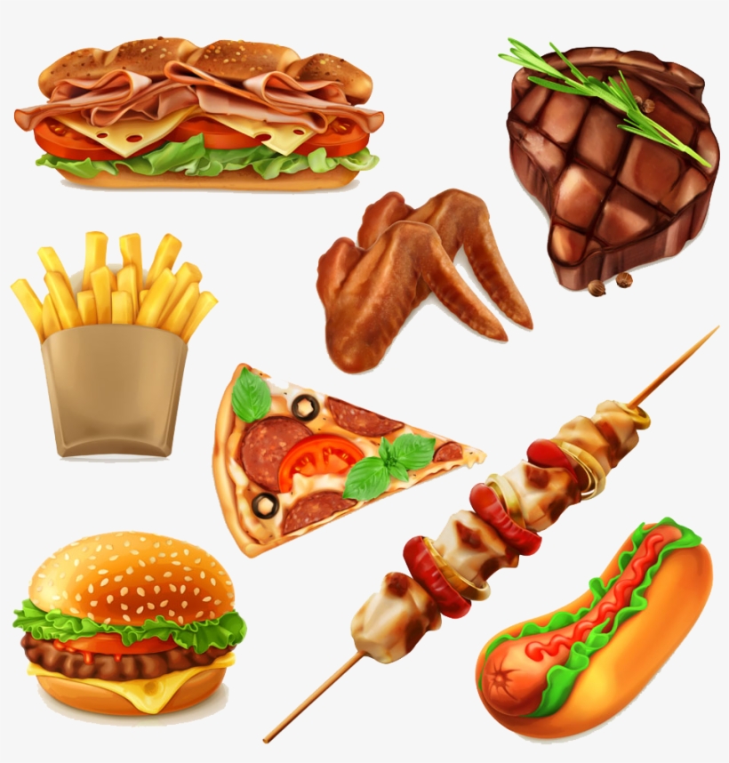 Hamburger Fast Food Pizza Drawing - Đồ Ăn Vector, transparent png