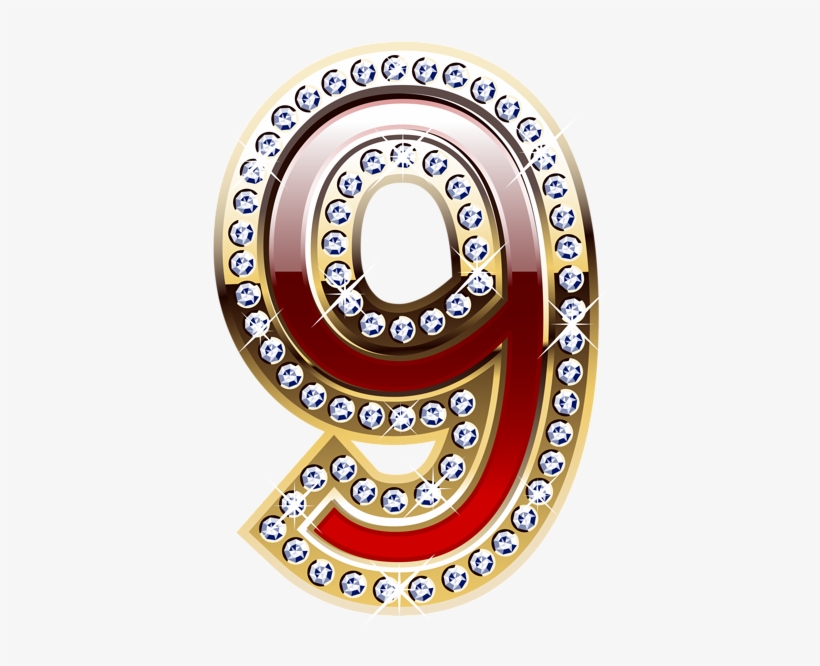 Gold And Red Number Nine Png Clipart Image - Gold Numbers Png Transparent, transparent png