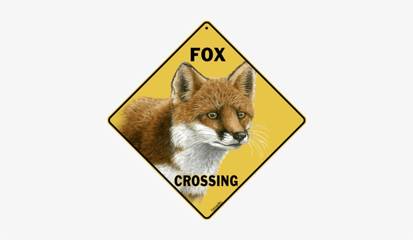Red Fox Crossing Sign - Crossing Sign, transparent png