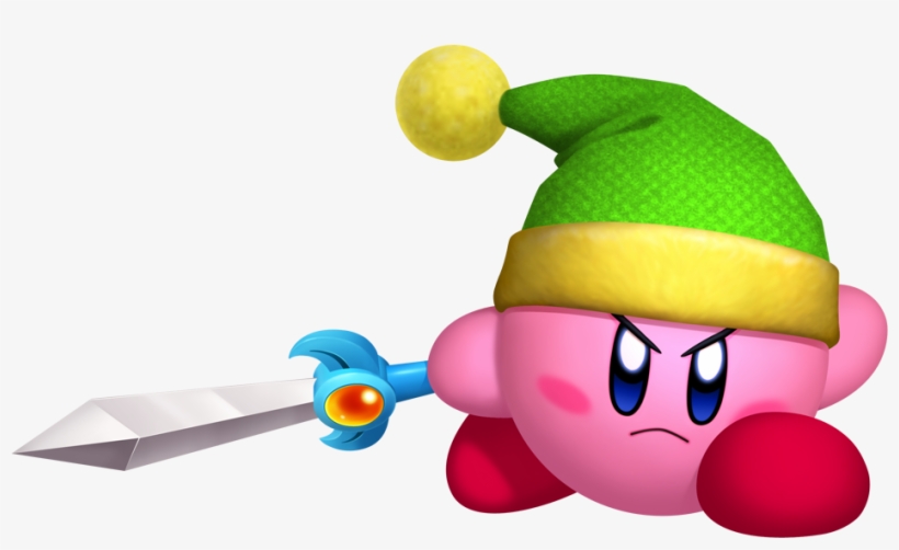 Kirby Wearing Link's Hat And Holding A Sword - Kirby Return To Dream Land Kirby Star, transparent png
