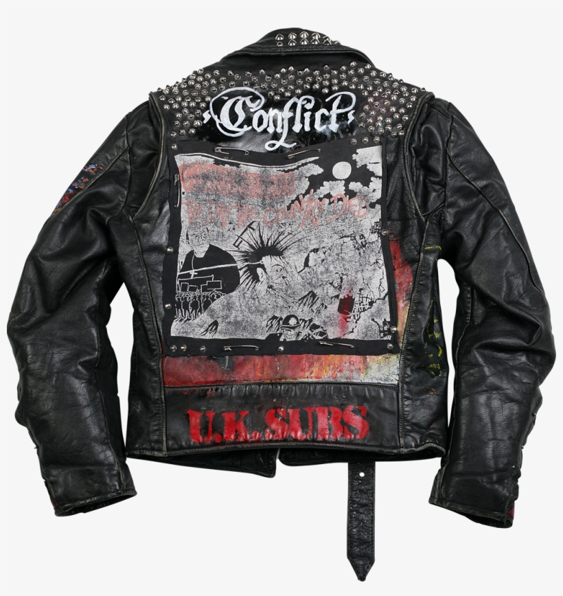 Hand Painted Crass Leather Jacket - Punk Rocker Leather Jacket, transparent png