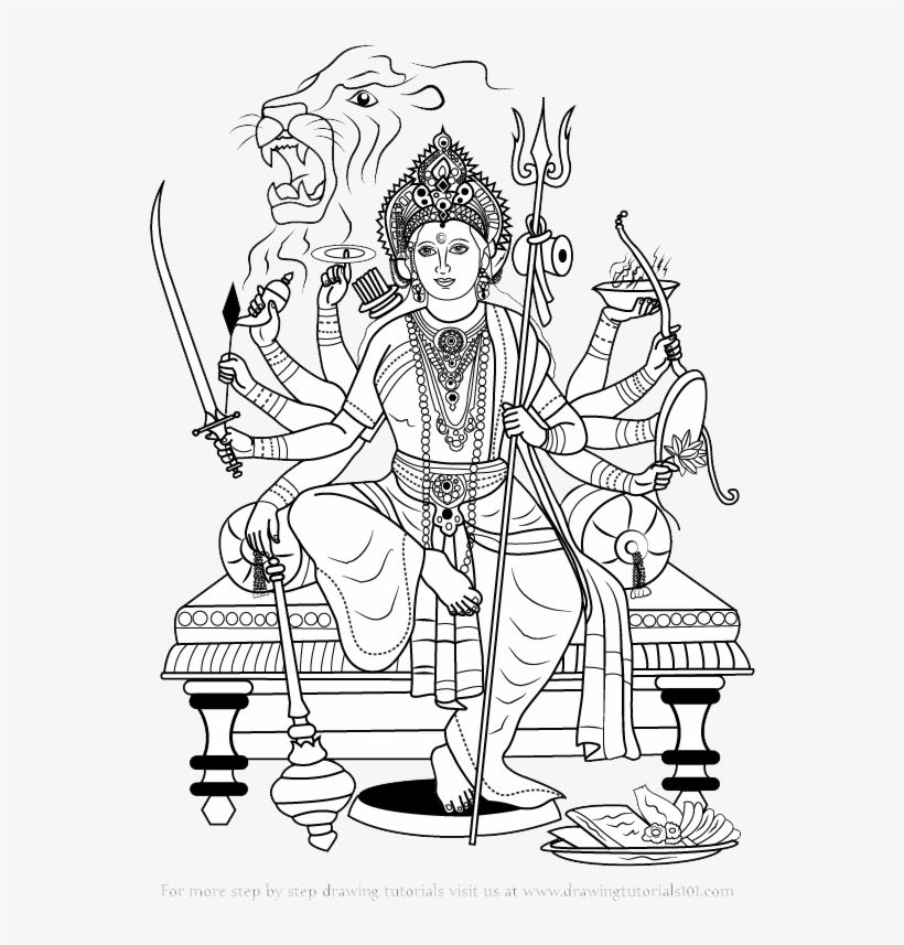 Durga Black And White Png, transparent png