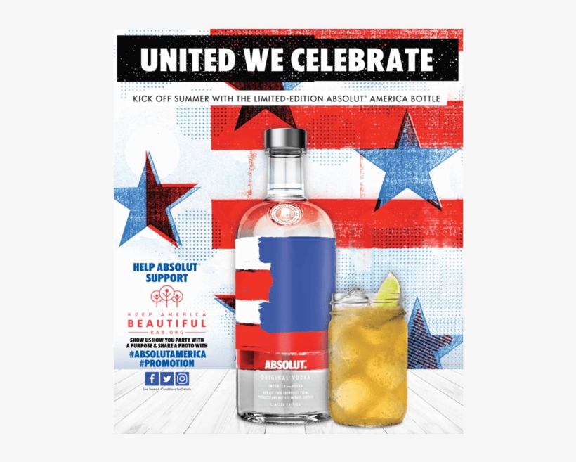 Absolut® Goes Red, White And Blue To Celebrate The - Absolut America, transparent png