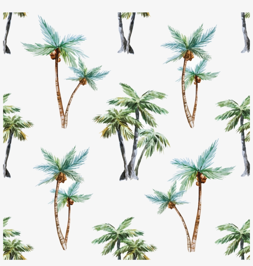 Arecaceae Watercolor Painting Tree Euclidean Vector - Palm Trees Pattern, transparent png