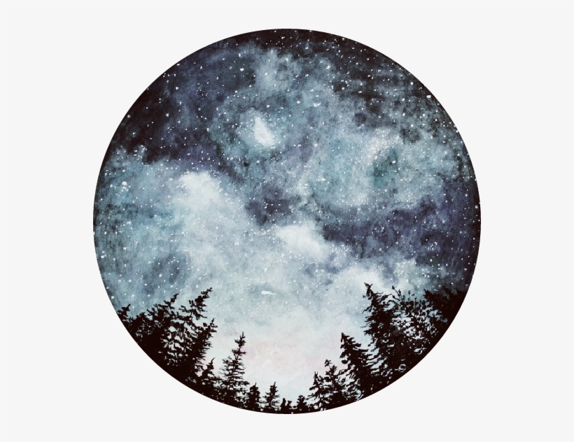 Milkyway Forest Silhouette Silhouettes Tree Trees Galax - Circle Watercolor Galaxy, transparent png