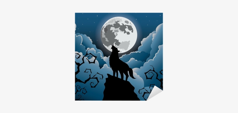Silhouette Wolf Howling At The Moon ,halloween Vector - Sagoma Di Un Lupo Che Ulula Alla Luna, transparent png