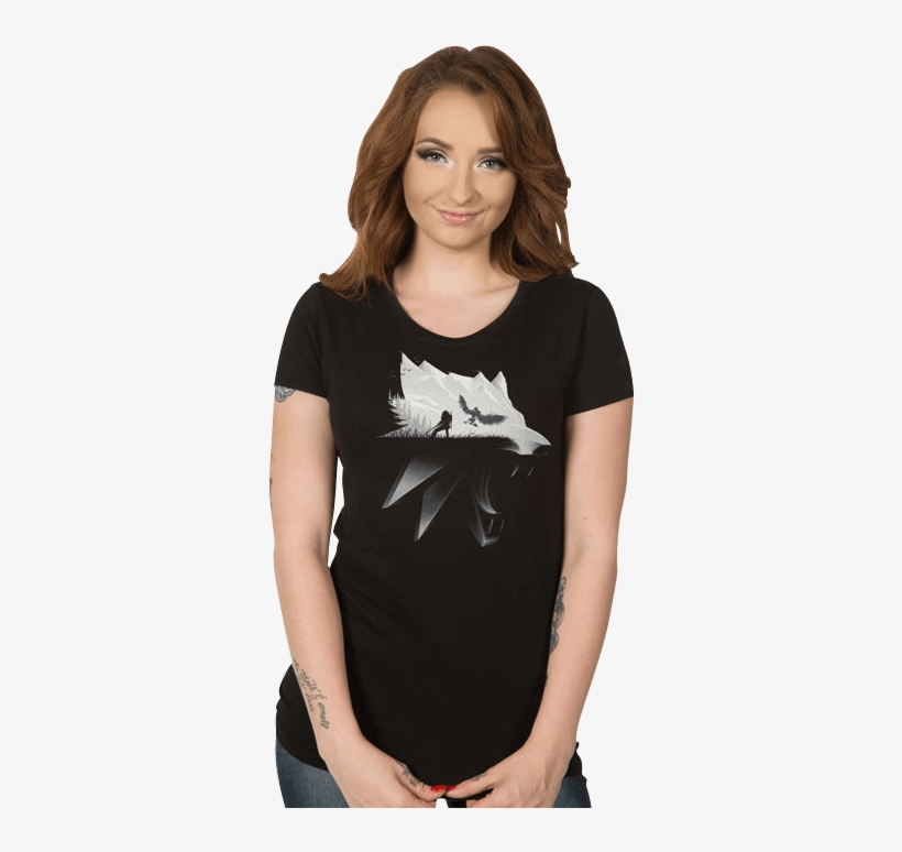 Witcher 3 Wolf Silhouette Womens T-shirt - Koszulka Wiedźmin 3: Wolf Silhouette Damska L, transparent png