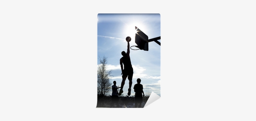 Basketball Silhouette Player Dunking In A Game Wall - Slam Dunk, transparent png
