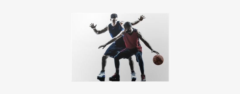 Caucasian And African Basketball Players Man Silhouette - Street Ball Player Png, transparent png