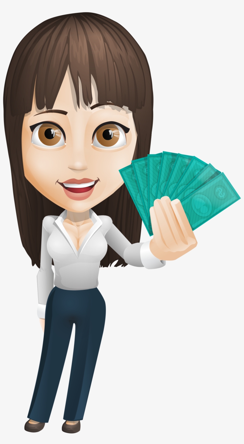 Businesswoman Vector Holding Money - Businesswoman Vector, transparent png
