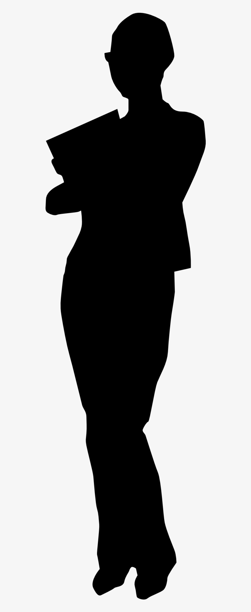 Woman Business Assistant Secretary Black White Drawing - Person Standing Silhouette Vector, transparent png