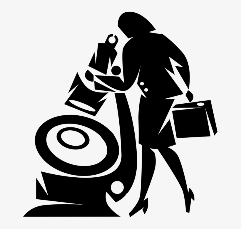 Vector Illustration Of Businesswoman Looks Through - Illustration, transparent png