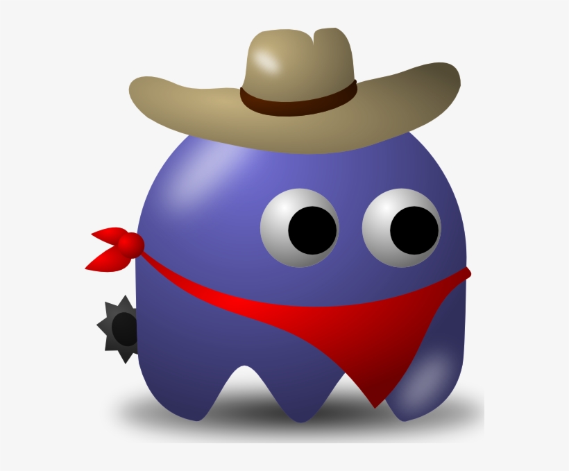 Free Vector Pcman Game Baddie Cowboy Clip Art - Baddy From Pac Man, transparent png