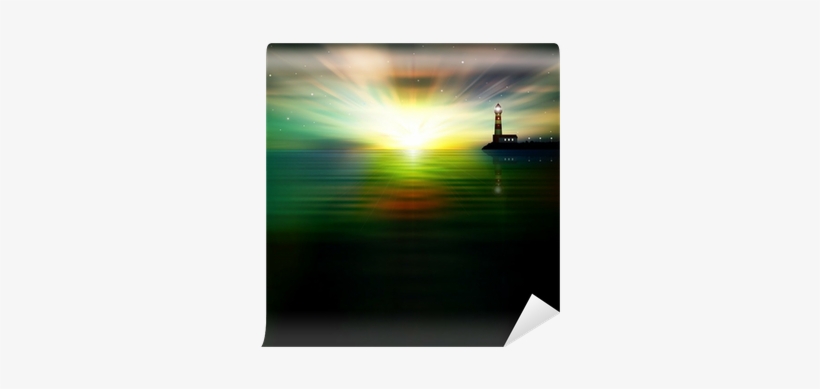Abstract Background With Silhouette Of Lighthouse Wall - Lighthouse, transparent png