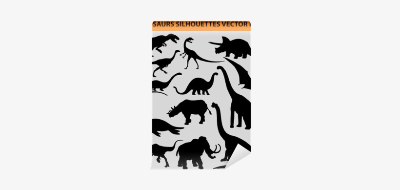 Vector Pack With 13 Dinosaur Silhouettes Wall Mural - 1s Tee Dinosaur Velociraptor Teeth, transparent png