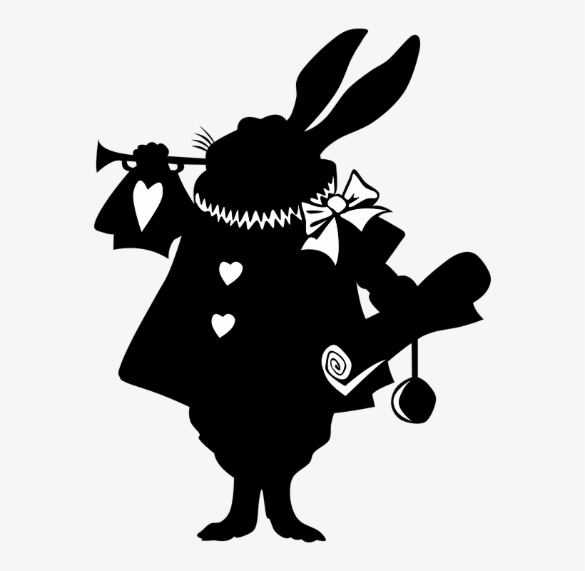 Rabbit Silhouette Clip Art - Alice In Wonderland Rabbit Silhouette, transparent png