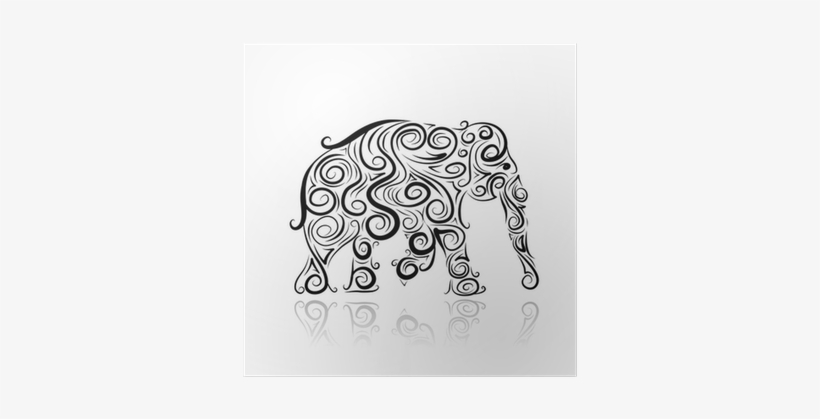 Ornamental Elephant Silhouette For Your Design Poster - Silhouette Elephant Shape, transparent png